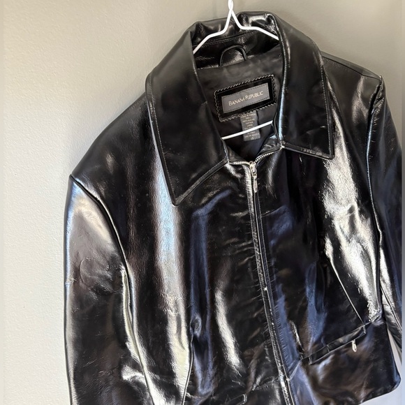 Vintage Banana Republic size 14 Patent Leather Jacket, Shiny, grunge, emo 🖤 - Picture 5 of 8